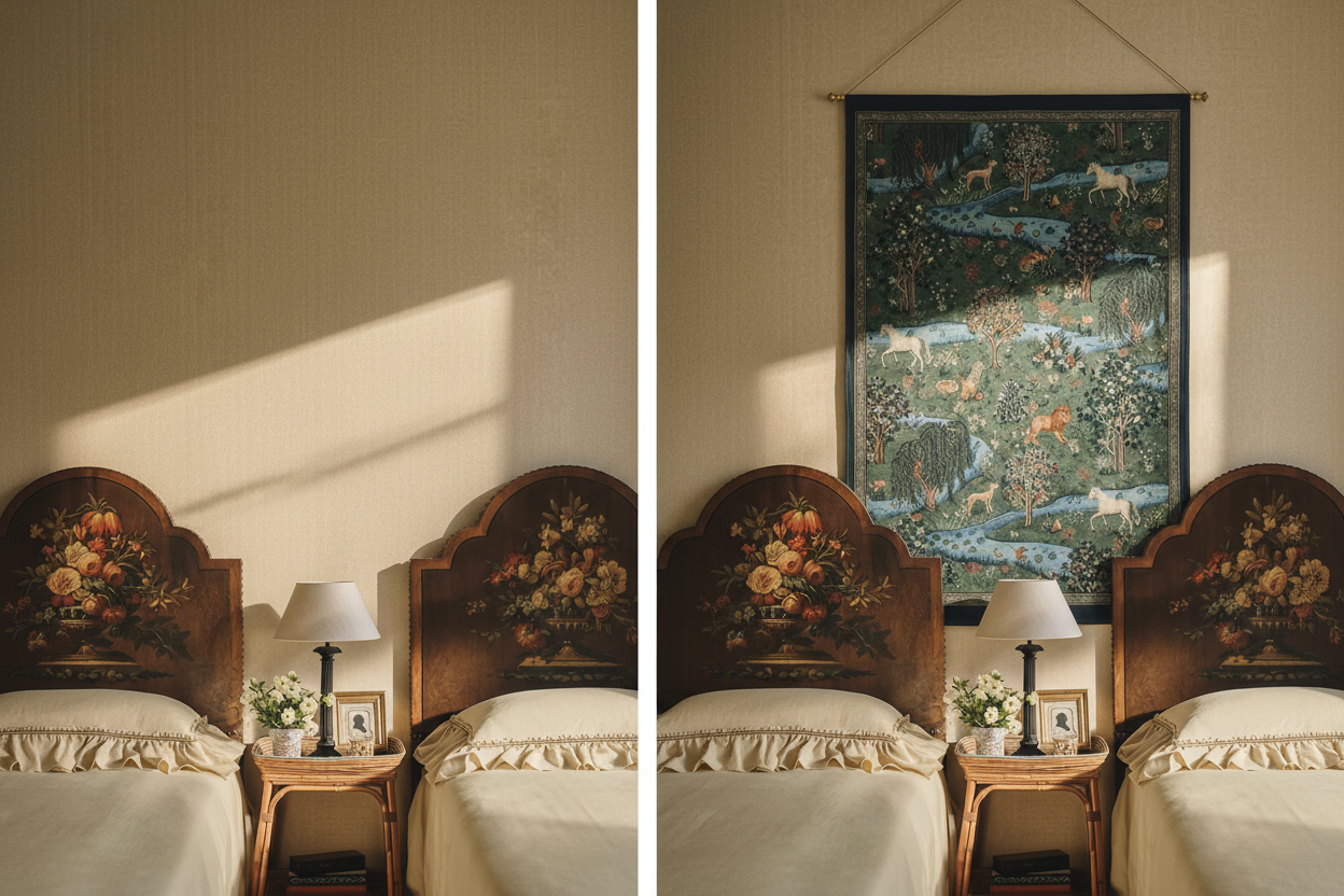 Bedroom Wall Decor Ideas: How a Reproduction Medieval Tapestry Creates a Restful Retreat
