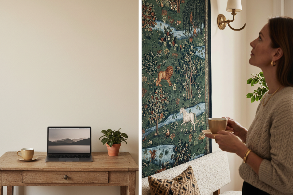 Calm Wall Decor: How a Tapestry Can Transform Your Home Office