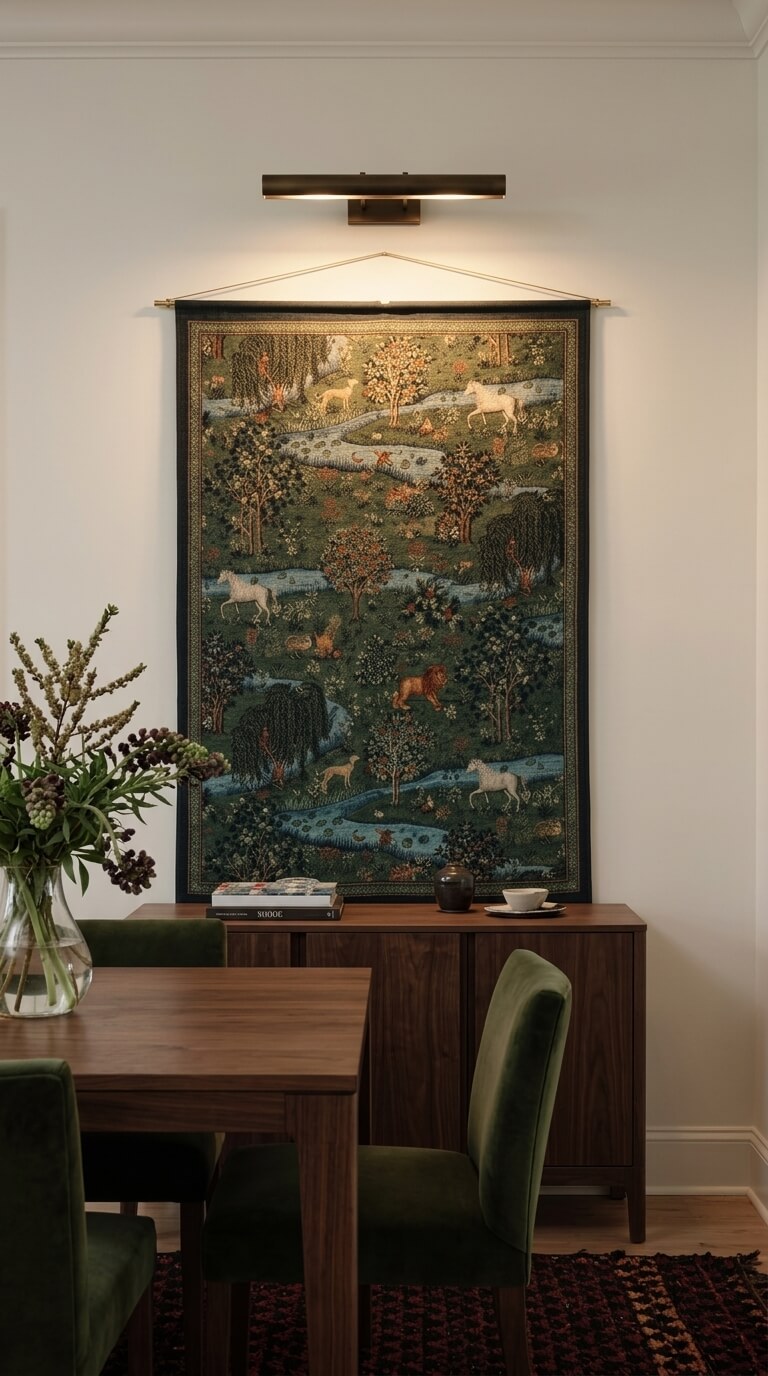 2026 Dinner Wall Trends - How to Style a Medieval Narrative Tapestry in a Modern Dining Room