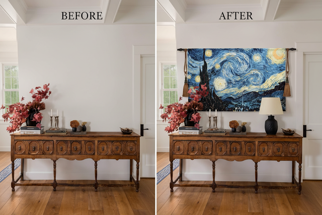 White Wall vs Decorated Wall Before After