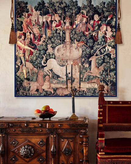 15th-Century The Unicorn Purifies Water Large Belgium Jacquard Tapestry Wall Hanging