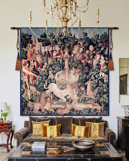 15th-Century The Unicorn Purifies Water Large Belgium Jacquard Tapestry Wall Hanging
