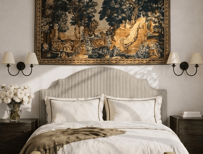 17th-Century Flemish Verdure Tapestry- Peacock & Fountain Verdure