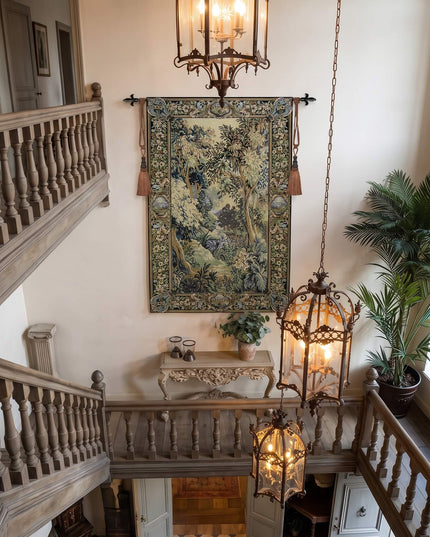 17th-Century Verdure Royal Gardens Medieval Belgium Jacquard Tapestry Wall Hanging
