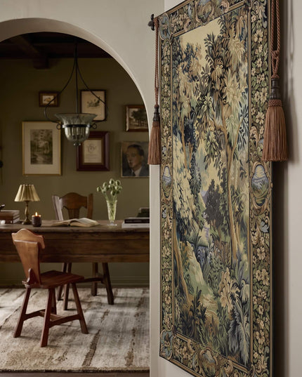 17th-Century Verdure Royal Gardens Medieval Belgium Jacquard Tapestry Wall Hanging