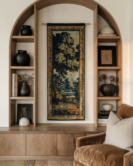 17th Century Landscapes Flemish Verdure Vertical Handmade Woven Medieval Tapestry