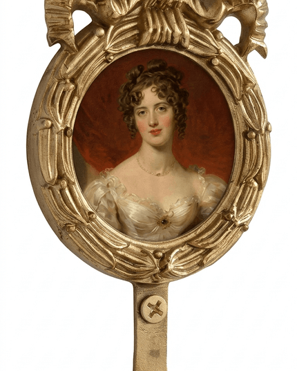 18th-Century Victorian Portrait Brass Tapestry Hanging Set