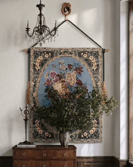 18th-Century Victorian Portrait Brass Tapestry Hanging Set