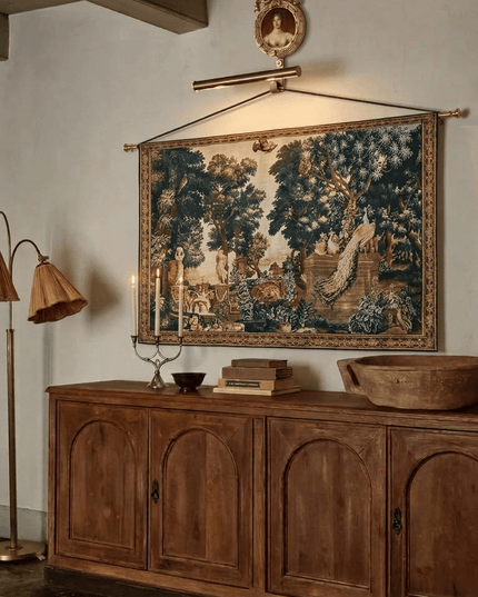 18th-Century Victorian Portrait Brass Tapestry Hanging Set