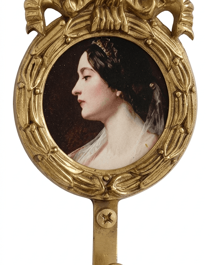 18th-Century Victorian Portrait Brass Tapestry Hanging Set
