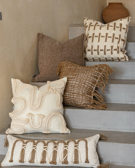 Antique Hand-Woven Cotton Linen Cushion Cover | Natural Breathable Home Décor