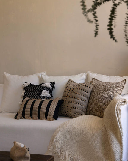 Antique Woven Cotton Linen Cushion Cover - Natural Breathable