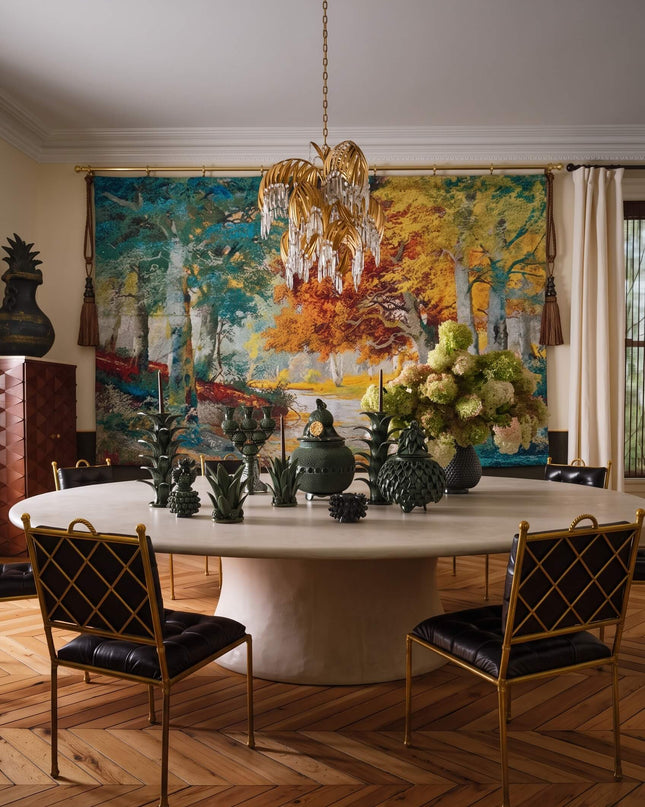European Countryside Autumn Landscape Jacquard Woven Tapestry Wall Hanging