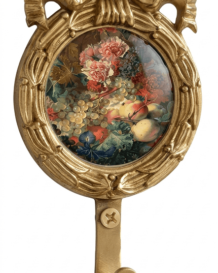 European Floral Medieval Modern Tapestry Hanging Brass Set