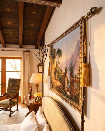 European Landscapes Lodge at Lake Como Verdure Garden Belgian Jacquard Wall Tapestry