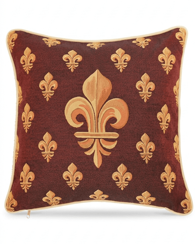 Fleur De Lis Red European Cushion Cover