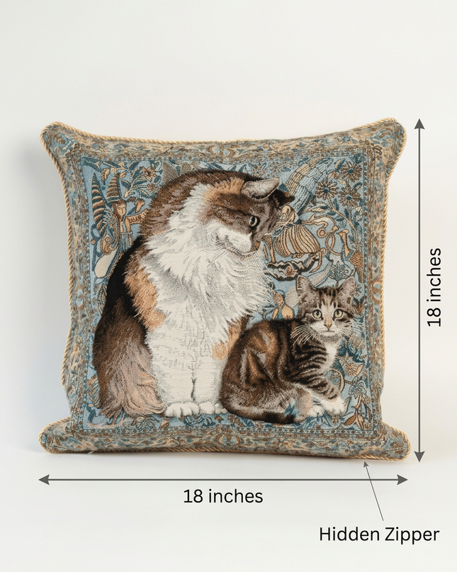 猫咪家庭靠垫套尺寸与隐形拉链标注图