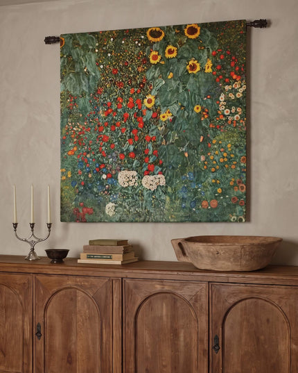 Gustav Klimt Flower Garden Art Nouveau Wall Tapestry