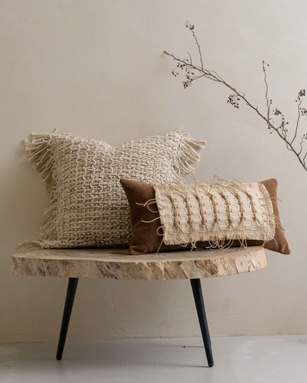 Velvet Hemp Rope Woven Lumbar Pillow Cover