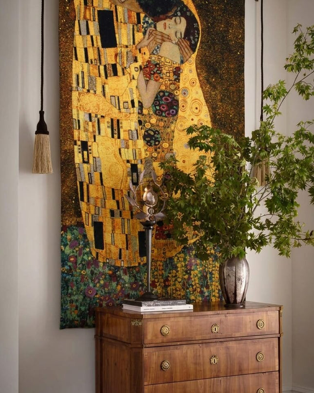 Kiss by Gustav Klimt Belgium Jacquard Large Tapestry Wall Hanging