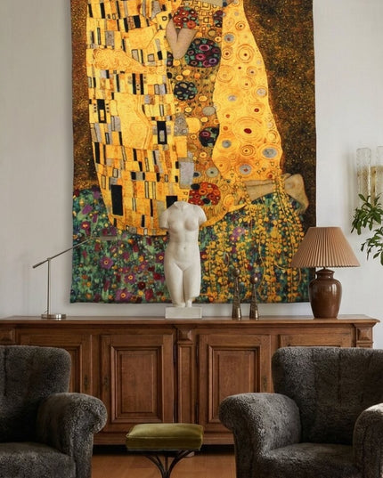 Kiss by Gustav Klimt Belgium Jacquard Large Tapestry Wall Hanging