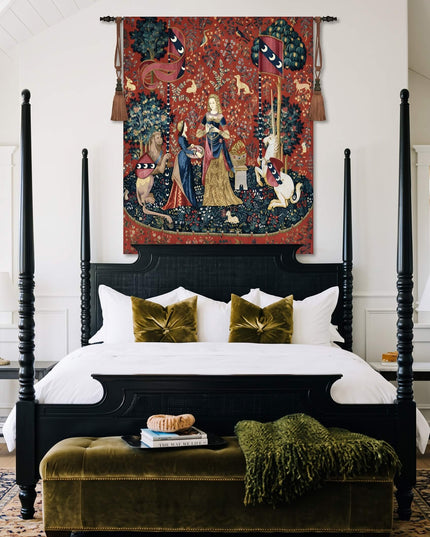 Lady and the Unicorn Tapestry Belgian Jacquard Medieval Wall Hanging - Smell