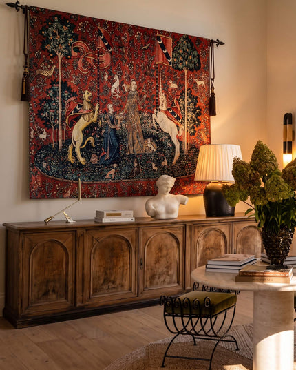 Le Desir Unicorn Tapestry Belgian Jacquard Wall Hanging Millefleurs Lady -Unicorn Taste