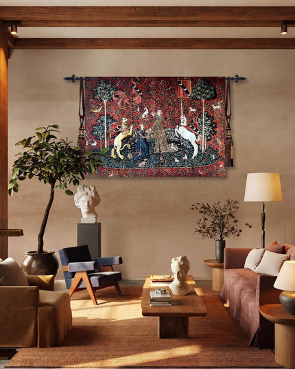 Le Desir Unicorn Tapestry Belgian Jacquard Wall Hanging Millefleurs Lady -Unicorn Taste