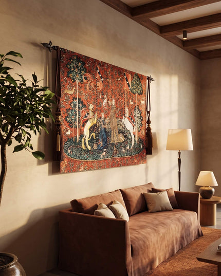 Le Desir Unicorn Tapestry Belgian Jacquard Wall Hanging Millefleurs Lady -Unicorn Taste