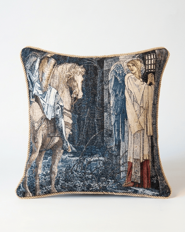 Medieval Knight Angel French Tapestry Cushion