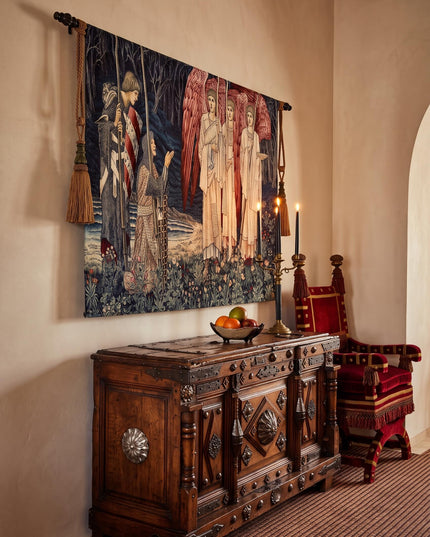 Medieval Knight The Holy Grail Belgian Jacquard Tapestry Wall Hanging