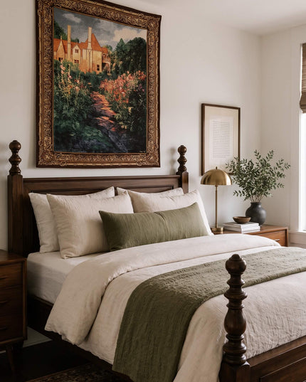 Modern Medieval Large Landscapes Garden Walk at Sunset Tapestry Wall Hanging