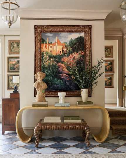 Modern Medieval Large Landscapes Garden Walk at Sunset Tapestry Wall Hanging