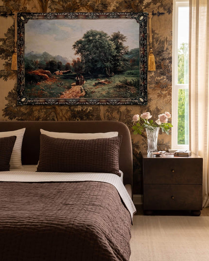 Modern Medieval Swiss Landscape European Countryside Belgian Jacquard Wall Hanging Tapestry