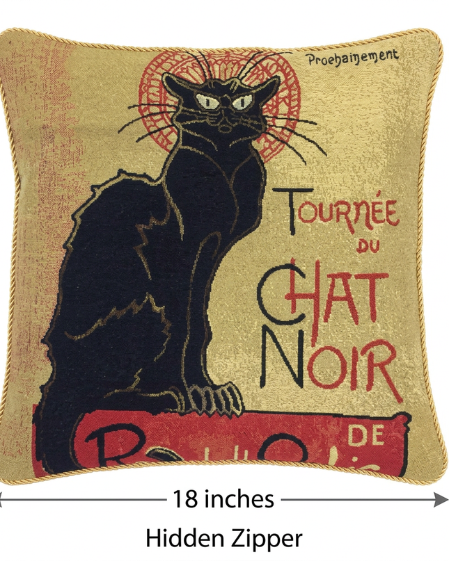 Le Chat Noir 黑猫靠垫套尺寸与隐形拉链标注图