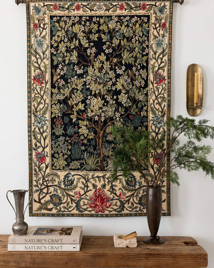 Tree of Life Green William Morris Belgian Wall Tapestry