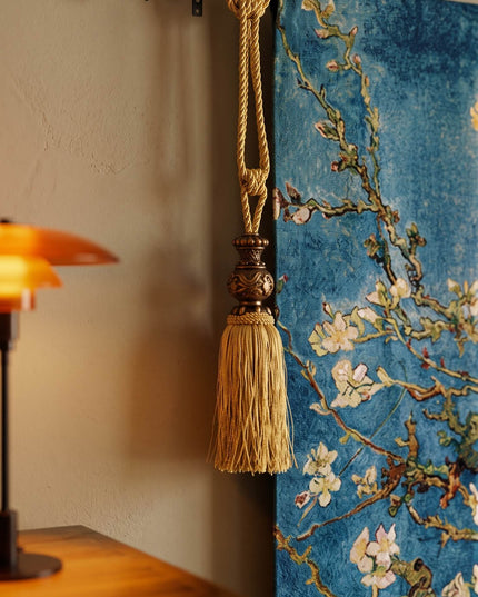 Van Gogh Almond Blossom Blue Square Wall Tapestry
