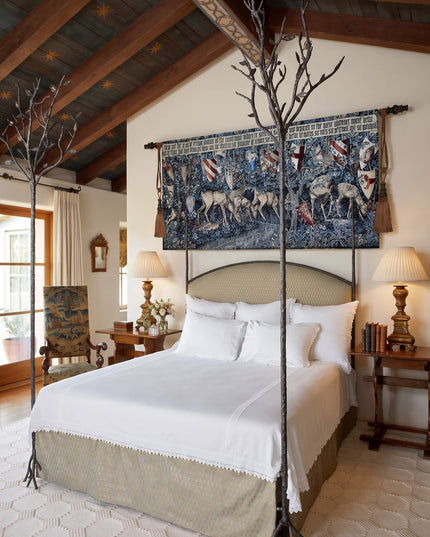 William Morris Holy Grail Verdure Deer Shields  Belgian Jacquard Wall Tapestry