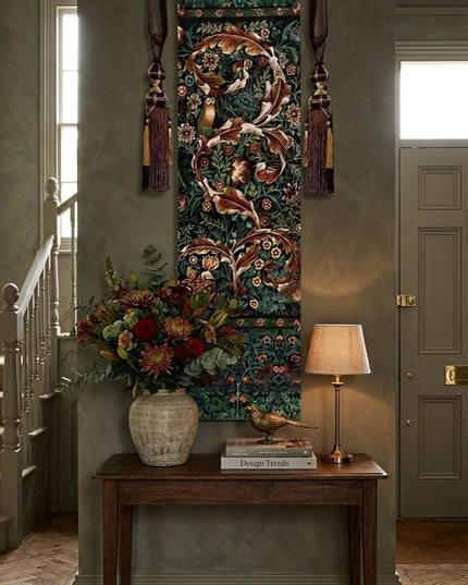 William Morris Medieval Vertical Belgium Jacquard Tapestry - Acanthus & Birds