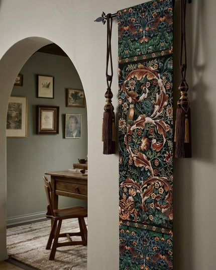 William Morris Medieval Vertical Belgium Jacquard Tapestry - Acanthus & Birds