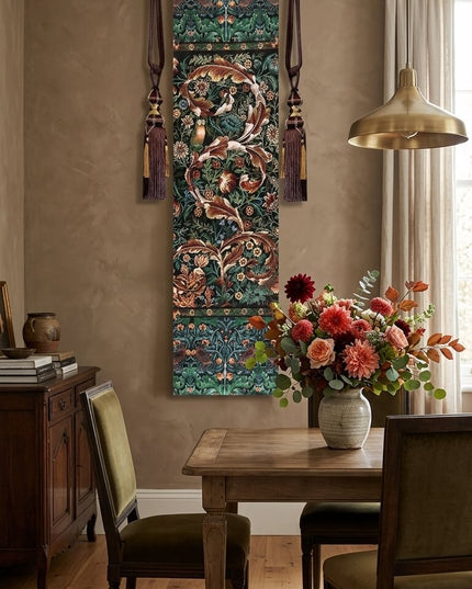 William Morris Medieval Vertical Belgium Jacquard Tapestry - Acanthus & Birds