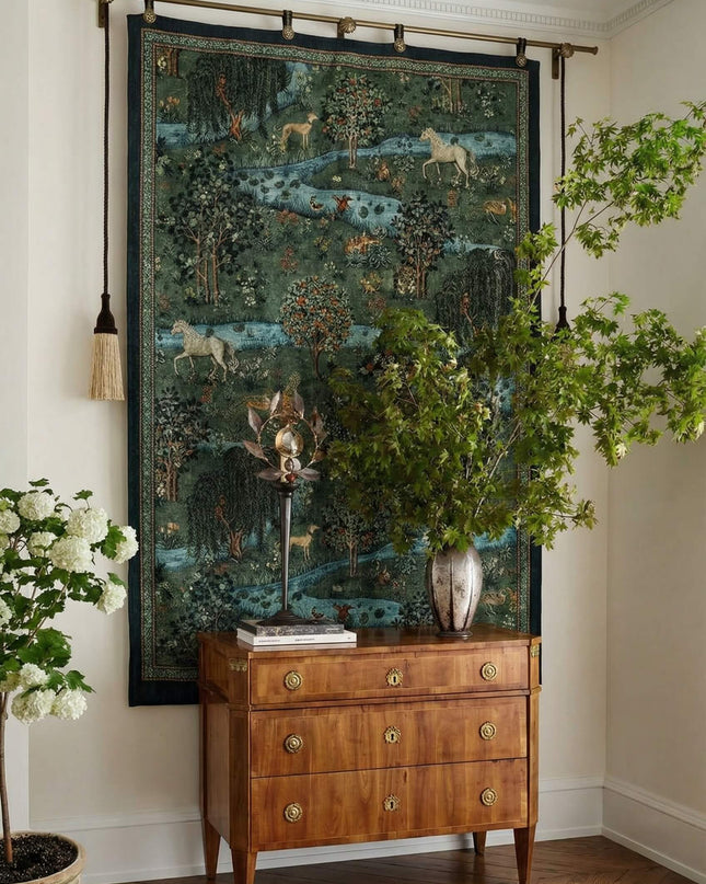 Medieval Modern Vintage Handmade Horse Landscape Tapestry - 2026 Edition