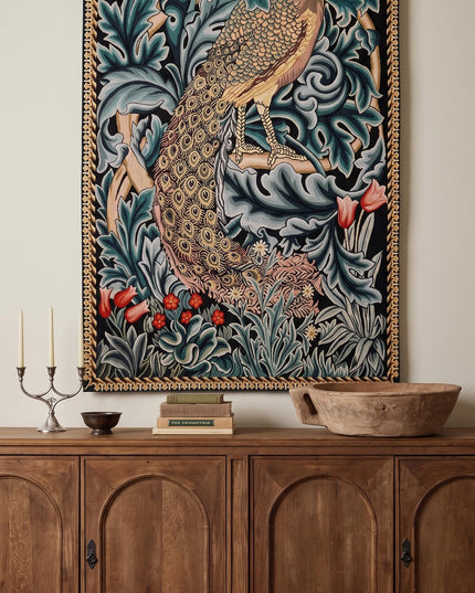 William Morris Peacock Medieval Belgian Jacquard Tapestry Wall Hanging