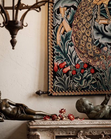 William Morris Peacock Medieval Belgian Jacquard Tapestry Wall Hanging