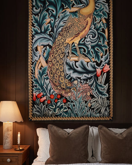 William Morris Peacock Medieval Belgian Jacquard Tapestry Wall Hanging