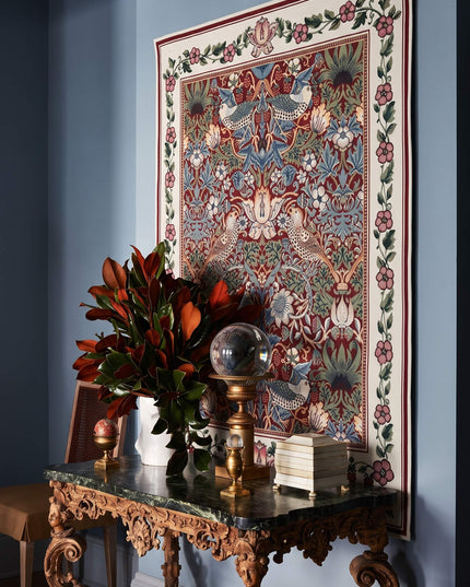 William Morris Strawberry Thief Wall Tapestry - Red
