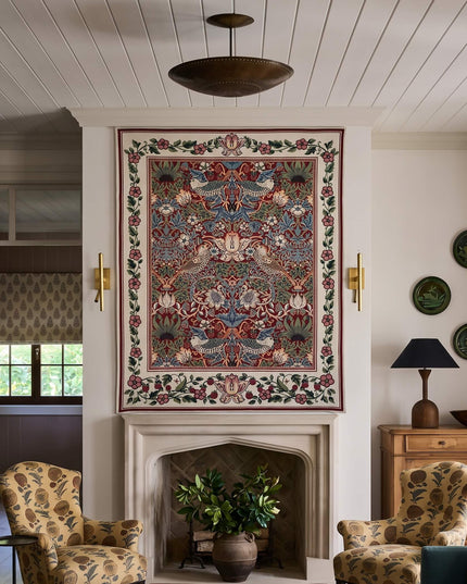 William Morris Strawberry Thief Wall Tapestry - Red