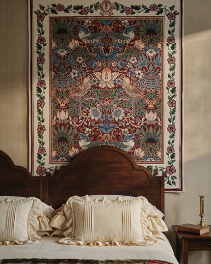 William Morris Strawberry Thief Wall Tapestry - Red
