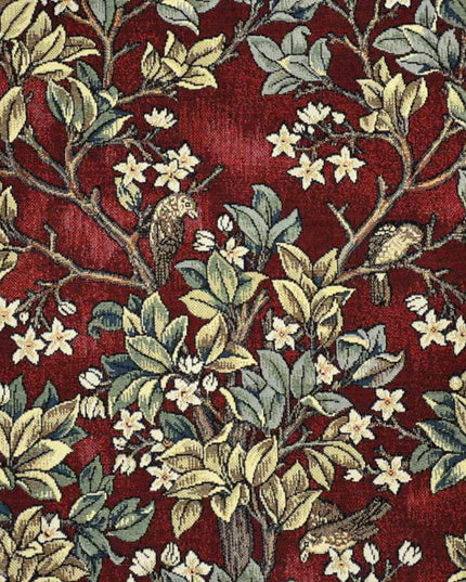 William Morris Tree of Life Medieval  Belgium Jacquard Tapestry Wall Hanging - Ruby Red