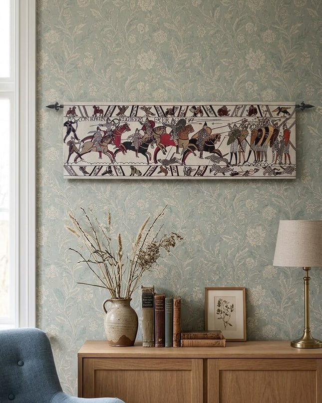 Bayeux Vertical Belgium Jacquard Medieval Tapestry - Knight